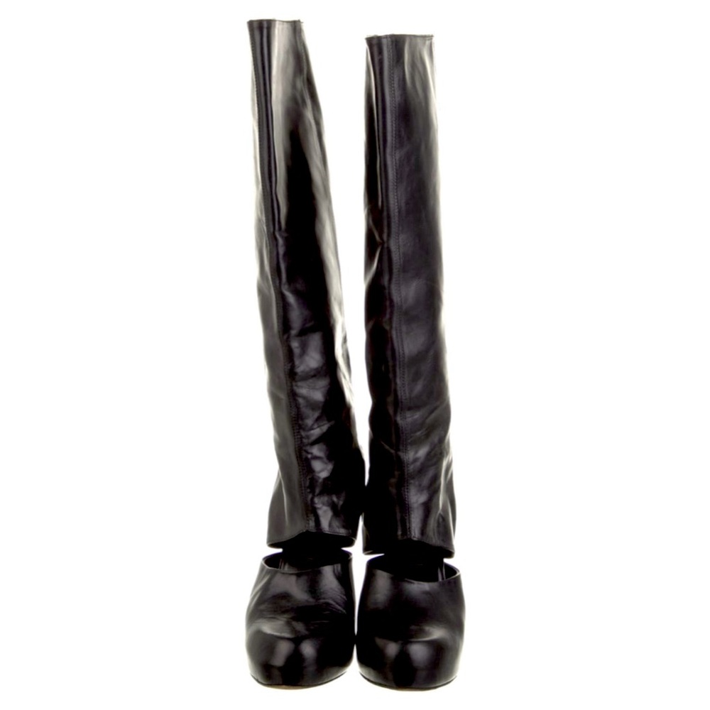 Loeffler Randall Black Leather Knee-High Boots sz 6 - Picture 3 of 5